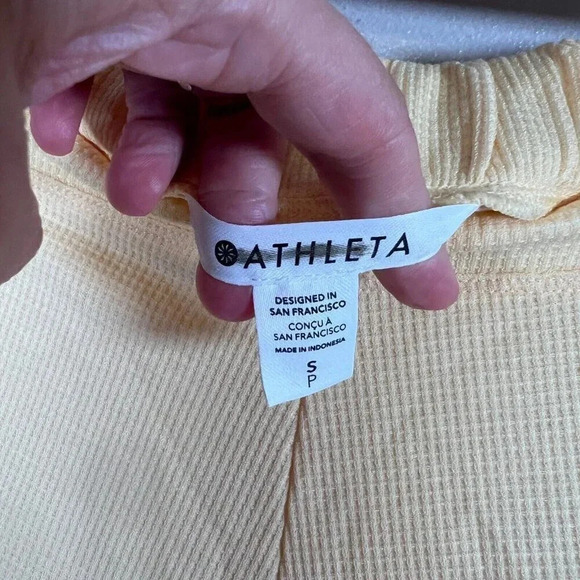 Athleta Wind Down Sleep Short Waffle Knit Size Small Yellow Lounge Comfy Soft - Picture 4 of 11